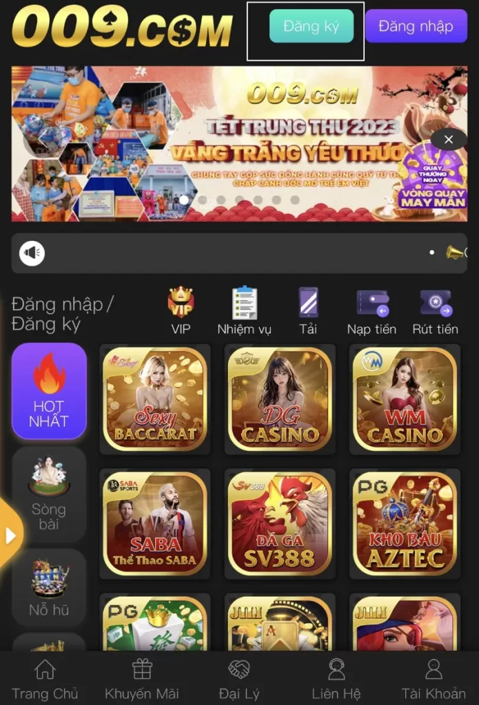 bấm đăng ký 009