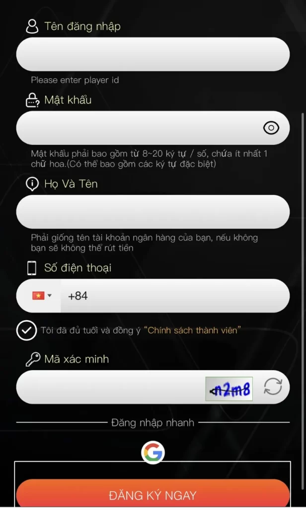 bấm đăng ký ngay 009
