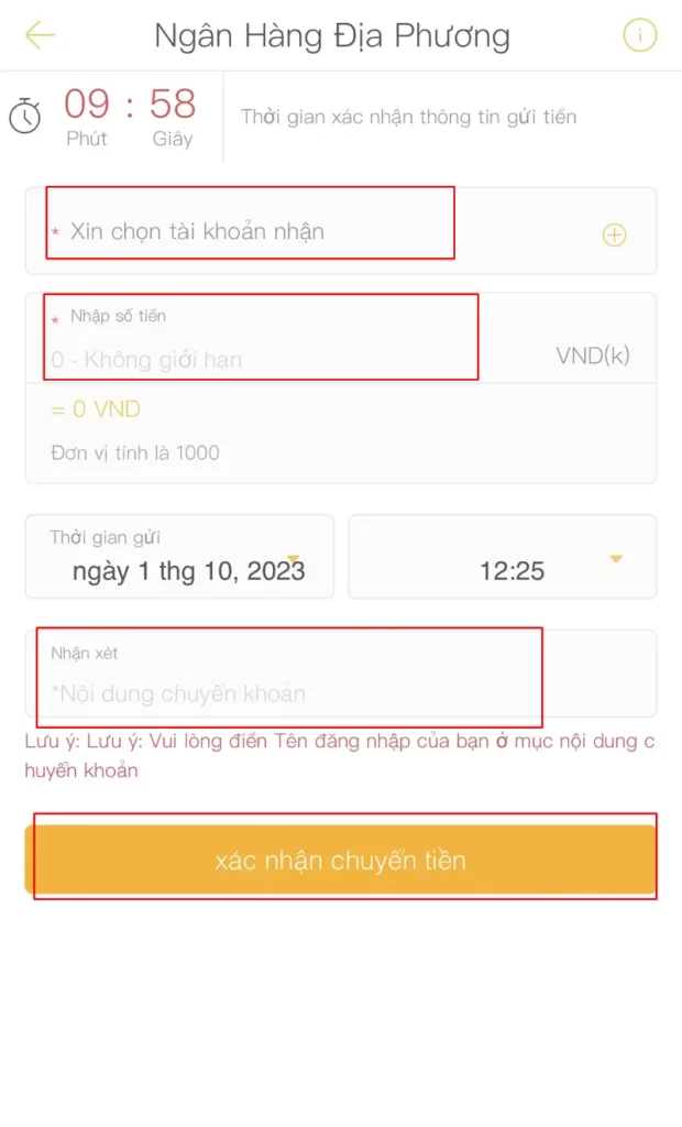 nạp tiền ngân hàng địa phương 009