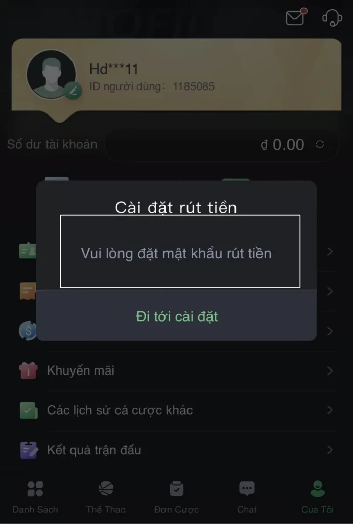 đặt mật khẩu rút tiền Bet88