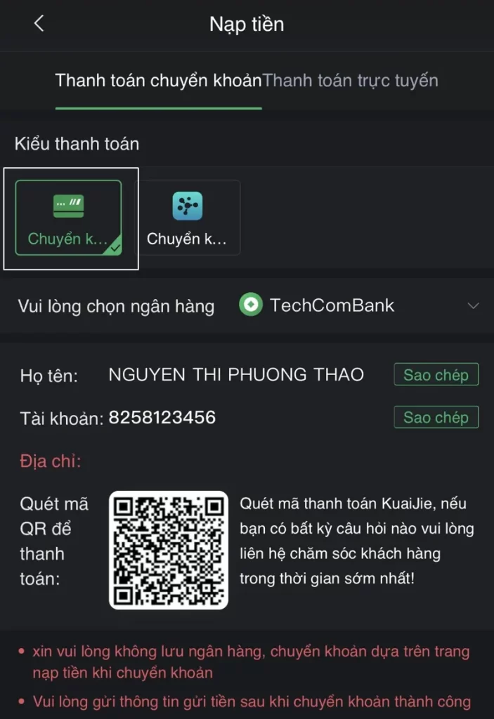 nạp tiền chuyển khoản Bet88
