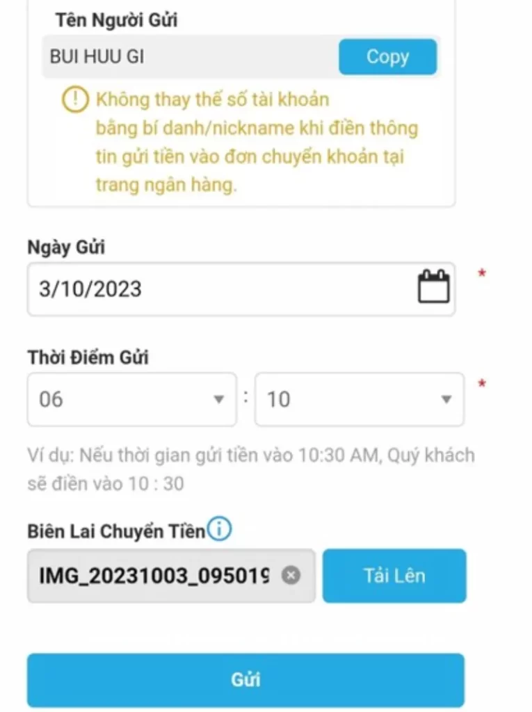 xác minh thông tin nạp tiền Fun88