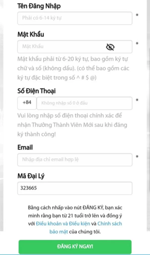 nhập thông tin cá nhân đăng ký Fun88