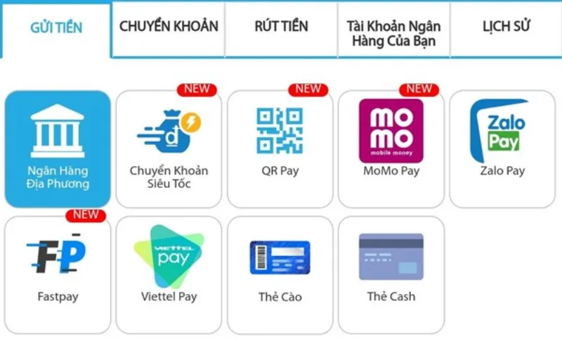 các hình thức nạp tiền Fun88