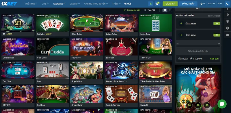 game bài đổi thưởng 1xBet