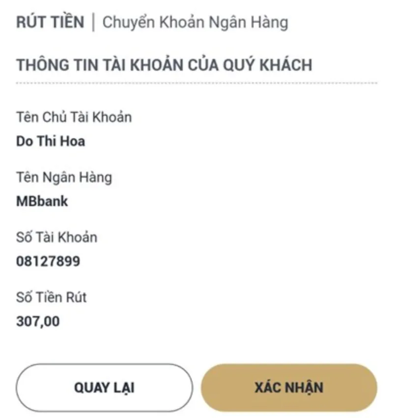 điền số tiền rút M88