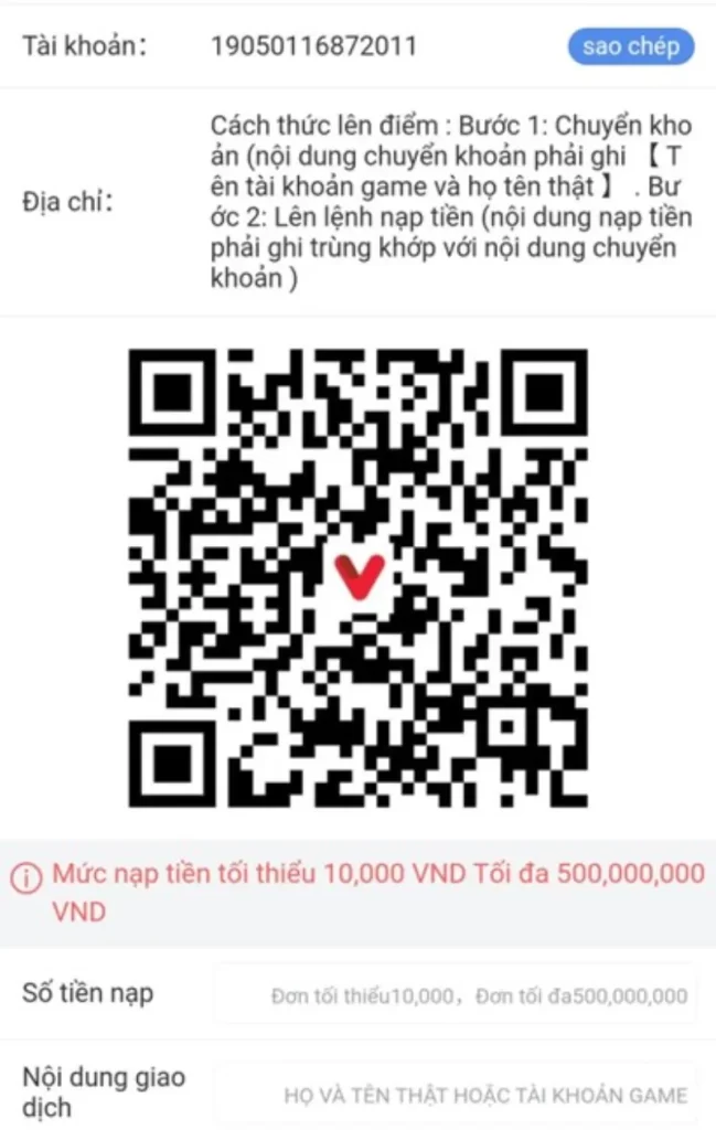 nhập thông tin nạp tiền Sodo