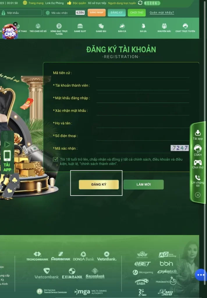 xác nhận đăng ký TK88