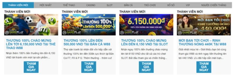 Khuyến mãi thành viên mới W88