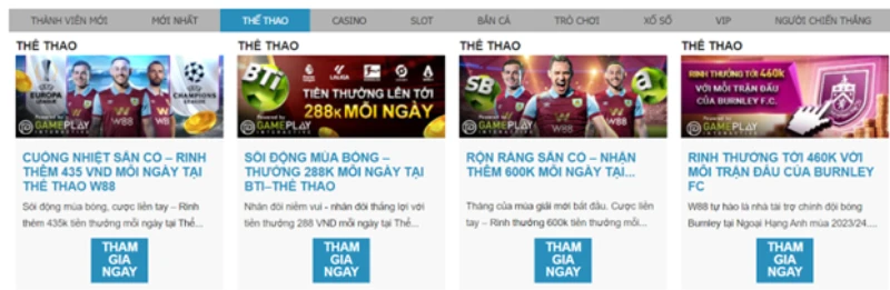 Khuyến mãi thể thao W88