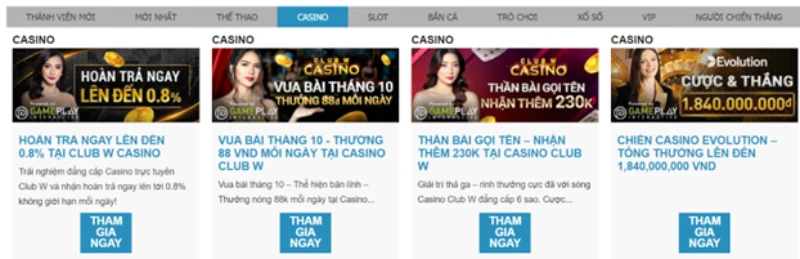 Khuyến mãi casino W88