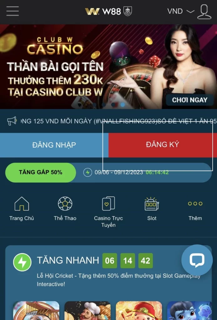 bấm đăng ký W88