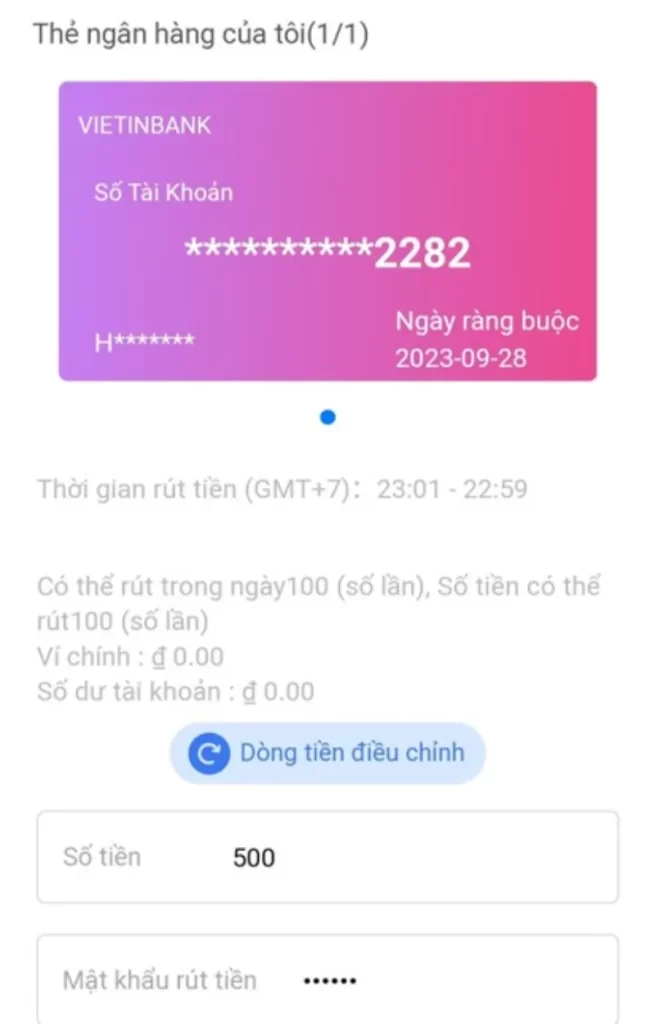 thực hiện giao dịch rút tiền C54