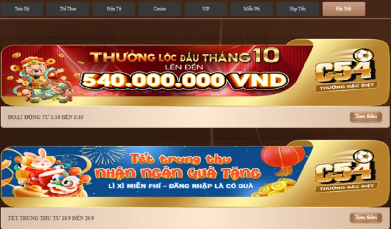  thưởng đặc biệt C54