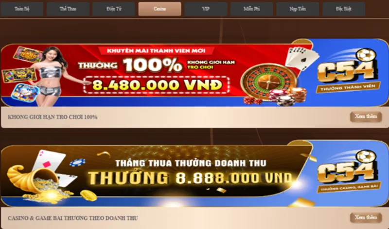 ưu đãi casino trực tuyến C54