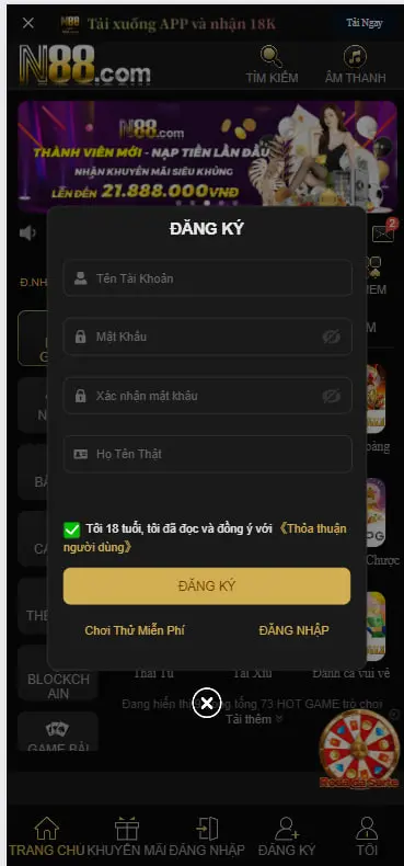 Cách vào N88 và đăng ký 2