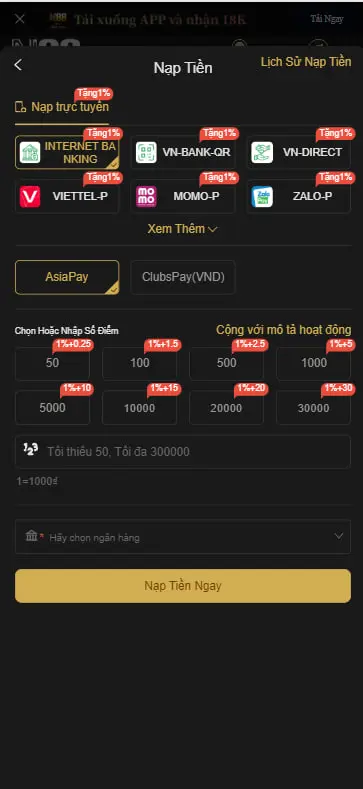 Gửi tiền vào N88
