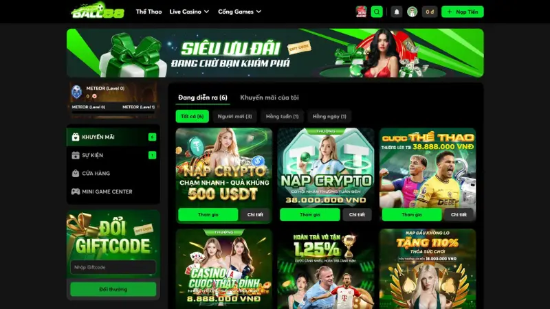 Tthưởng nạp 100% được xem là một trong những chương trình khuyến mãi Ball88 hấp dẫn 